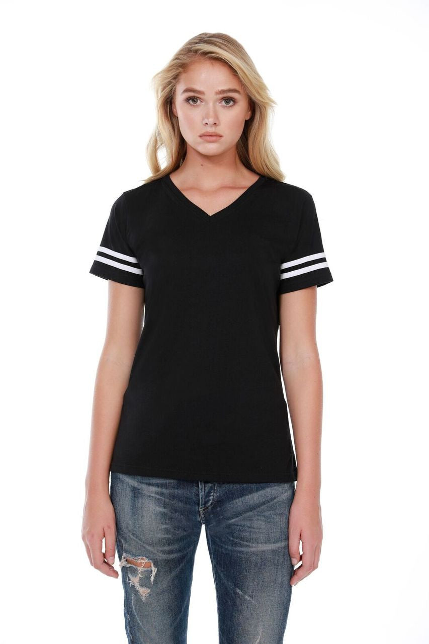 1433 - Women's Varsity with Stripes Tee