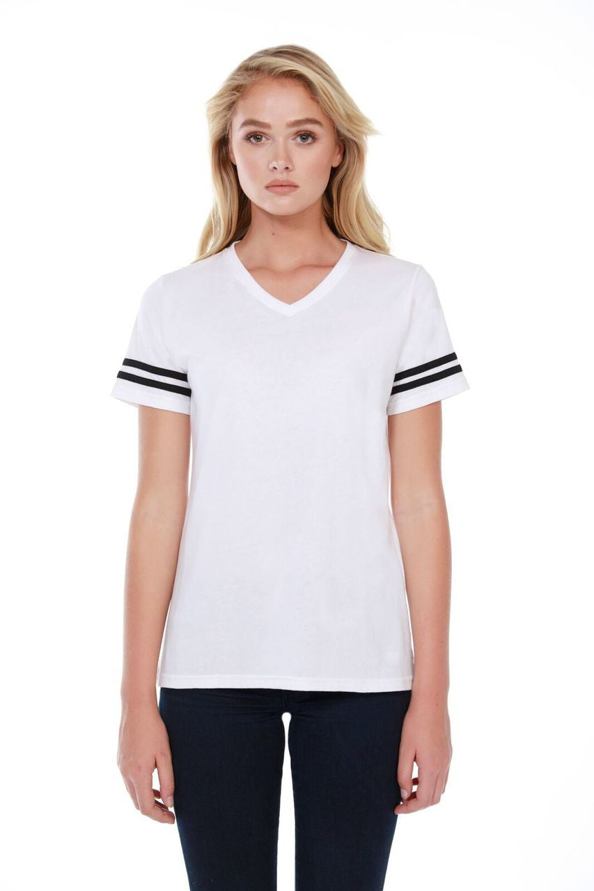 1433 - Women's Varsity with Stripes Tee