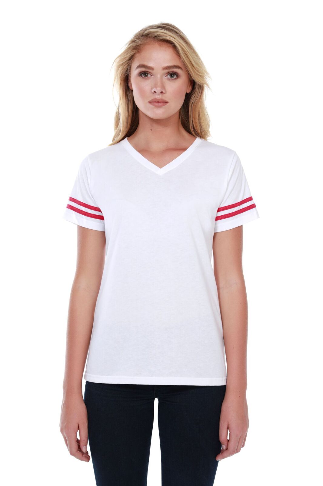 1433 - Women's Varsity with Stripes Tee