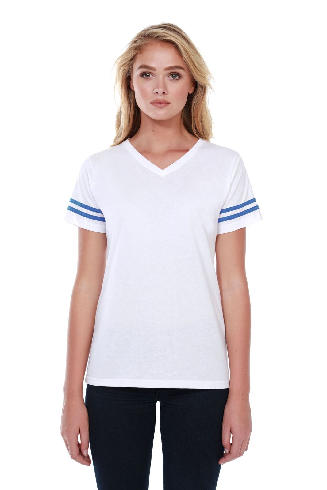 1433 - Women's Varsity with Stripes Tee