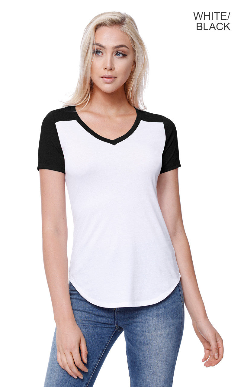 1432 - Women's CVC Varsity V-Neck T-shirt