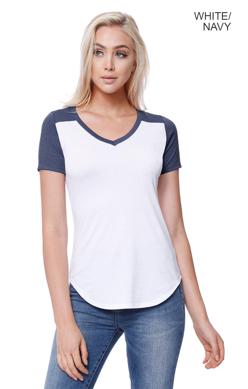1432 - Women's CVC Varsity V-Neck T-shirt