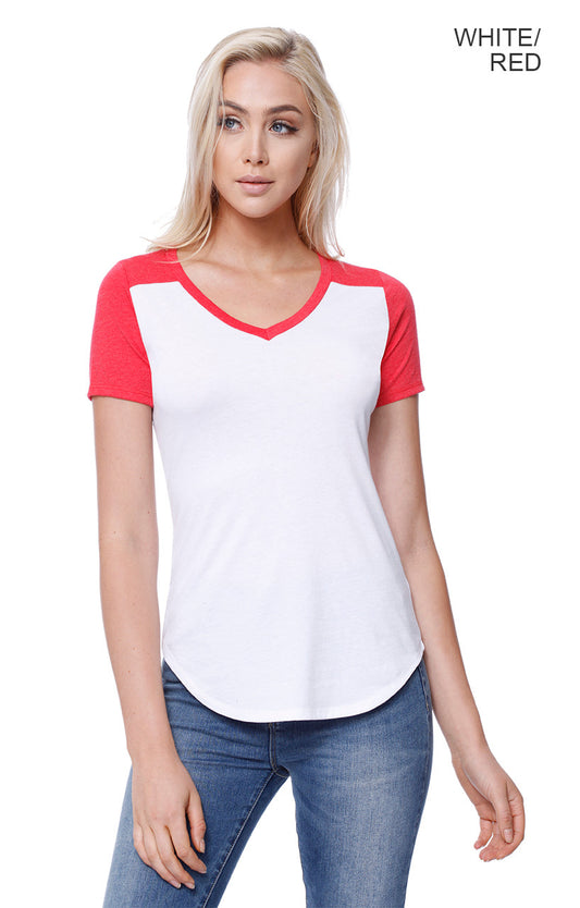 1432 - Women's CVC Varsity V-Neck T-shirt