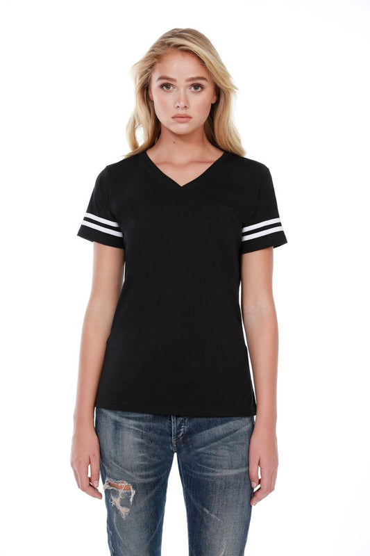 1433 - Women's Varsity with Stripes Tee